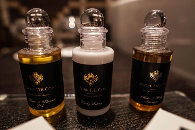 Indulge in luxurious hotel toiletries for your stay.